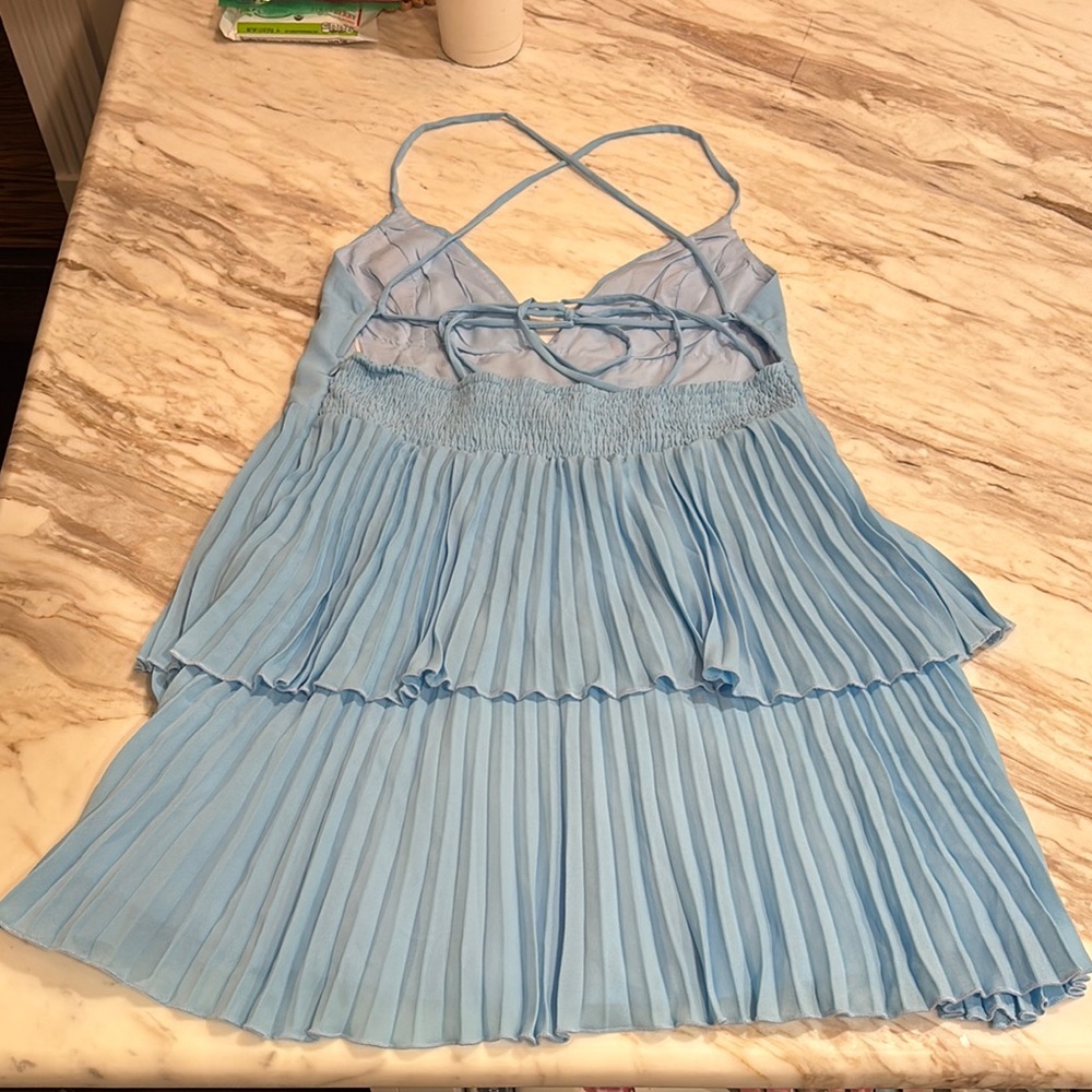 Hello Molly Light Blue Pleated Dress - Picture 5 of 12